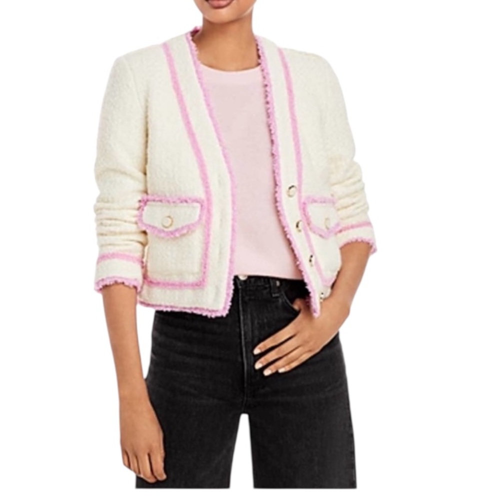 Aqua Cream and pink Tweed Jacket Sz Small